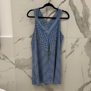 Oscar de la Renta Pink Label Blue and White Patterned Sleeveless Dress